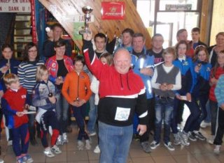 Coach Franky van Hooren shows Open Dutch Club Trophy